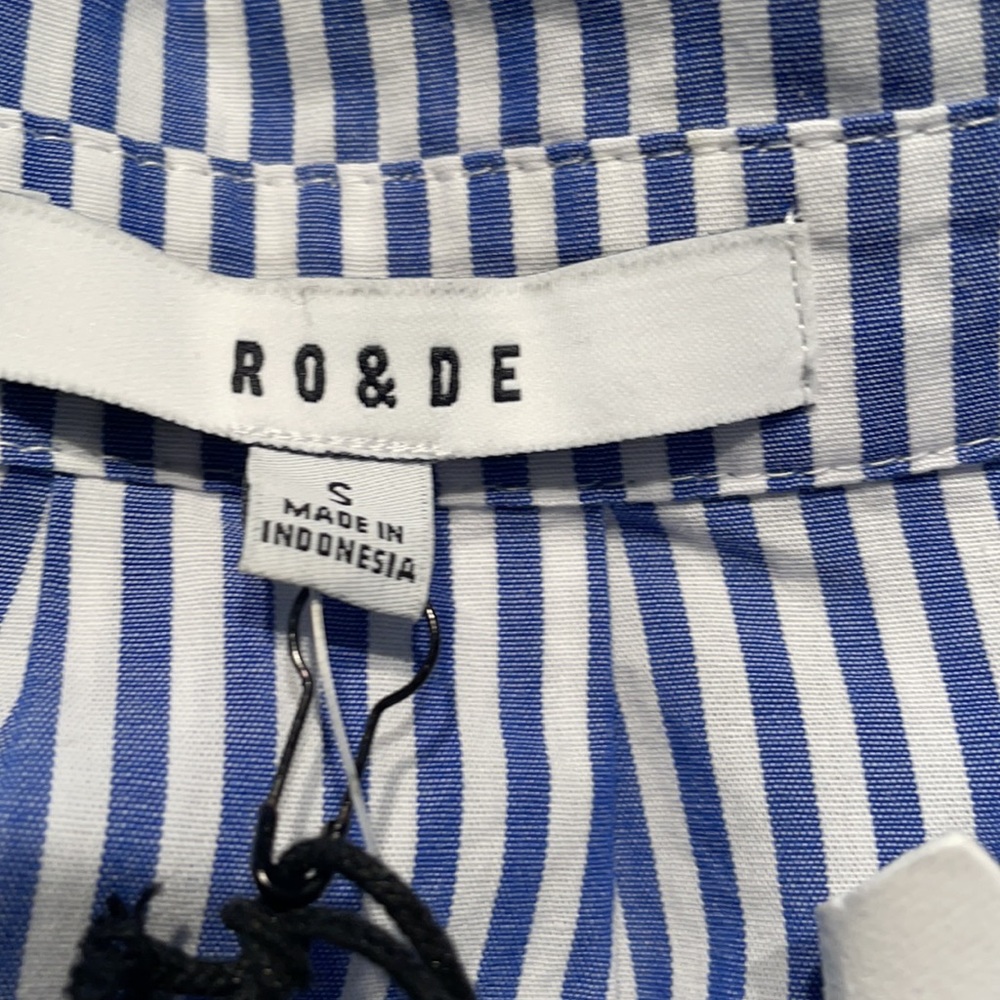 Ro & De Stripped sleeve Button down blouse NWT 🎈 - Picture 9 of 10